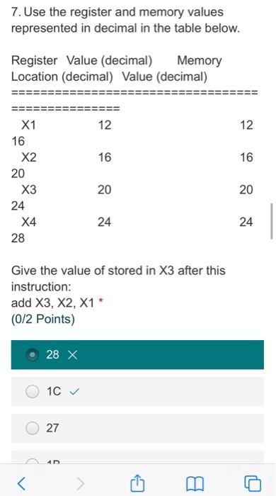 Solved 7. Use the register and memory values represented in | Chegg.com