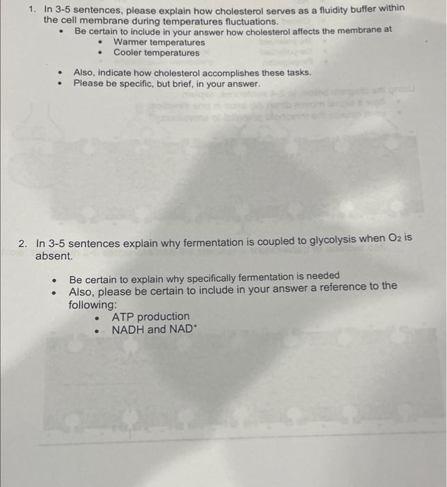 Solved 1. In 35 sentences, please explain how cholesterol