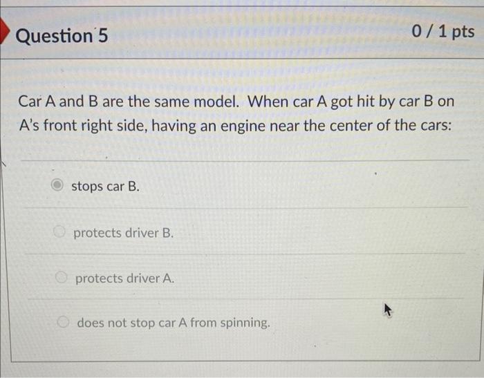 Solved Question 5 0/1 Pts Car A And B Are The Same Model. | Chegg.com