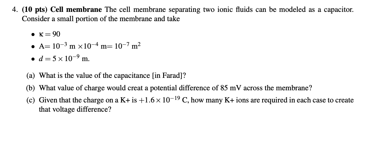 Solved (10 ﻿pts) ﻿Cell membrane The cell membrane separating | Chegg.com
