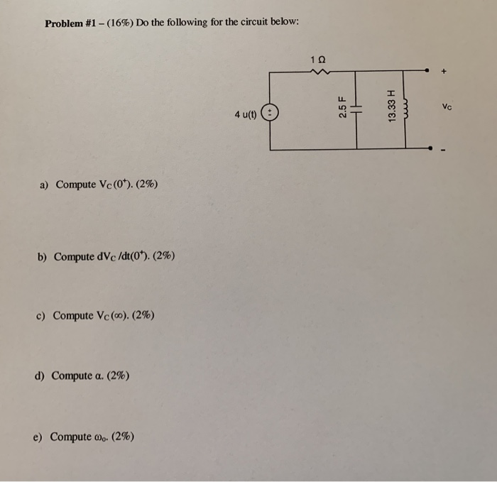 Solved Problem #1 - (16%) Do the following for the circuit | Chegg.com