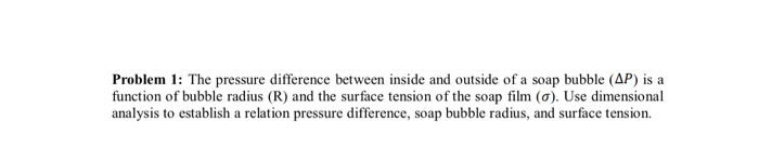 Solved Problem 1: The pressure difference between inside and | Chegg.com