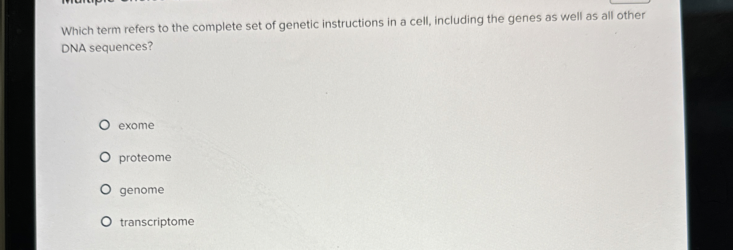 Solved Which term refers to the complete set of