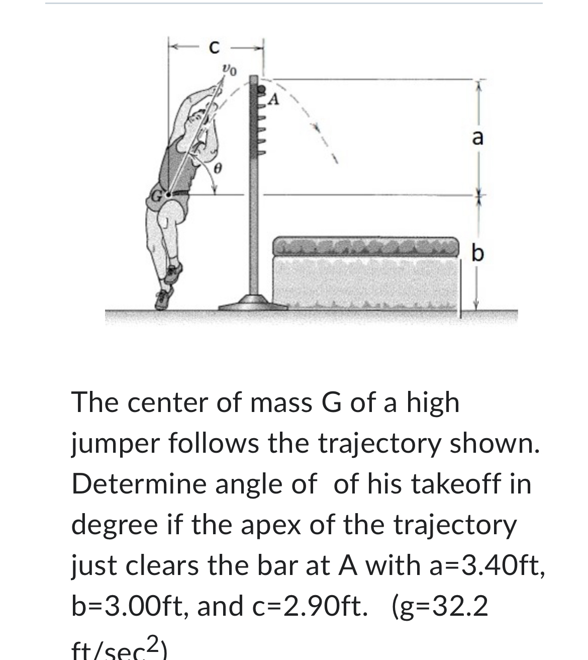 Solved The center of mass G ﻿of a high jumper follows the | Chegg.com