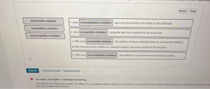 Solved Reset Help Irreversible Inhibitor 1. Alan | Chegg.com