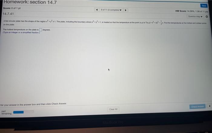 Solved Score: 0 of 1 pt 1 com HW Score: 14996, 15 of 11 pts | Chegg.com