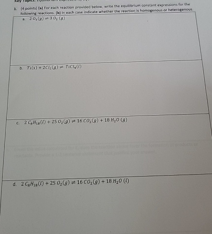 Solved (4 ﻿points) (a) ﻿For each reaction provided below, | Chegg.com