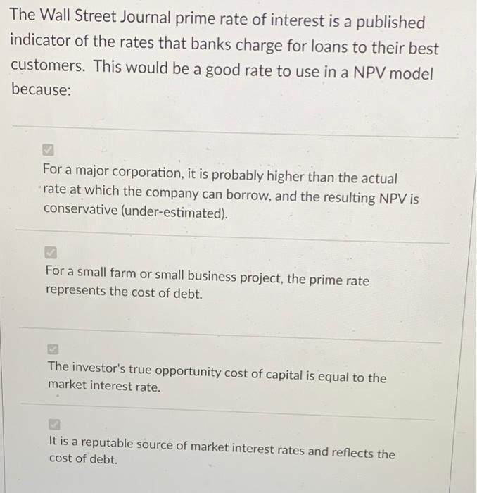 Solved The Wall Street Journal prime rate of interest is a | Chegg.com