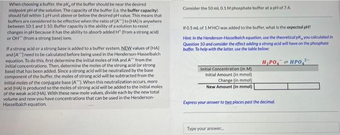 Solved Consider the 50 mL 0.1 M phosphate buffer at a pH of | Chegg.com