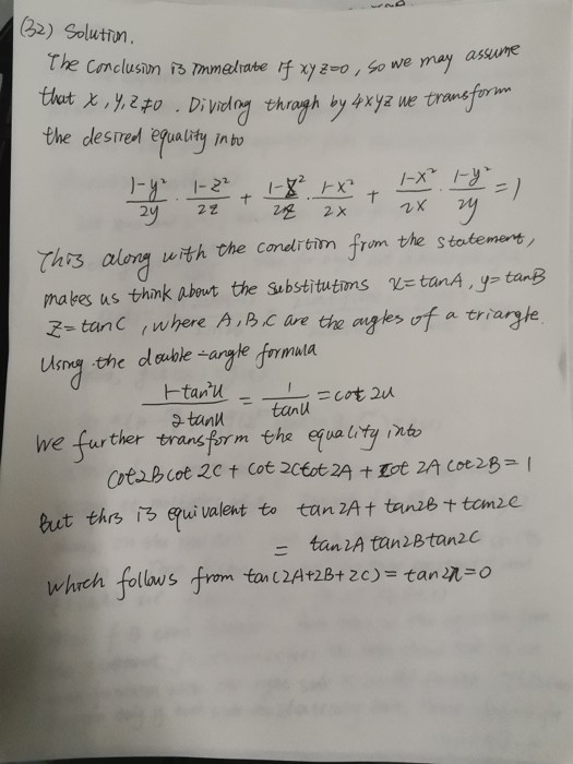 Solved 32 Let X Y Z Be Real Numbers Such That X Y Z Chegg Com