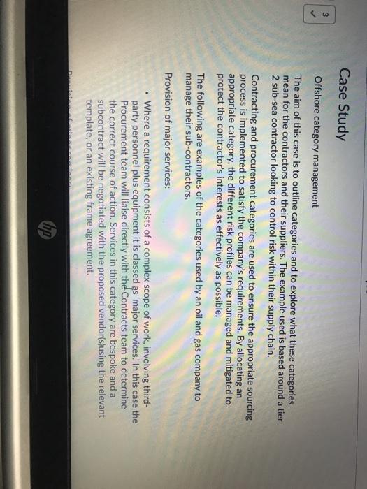 Case Study 3 Offshore Category Management The Aim Of Chegg Com