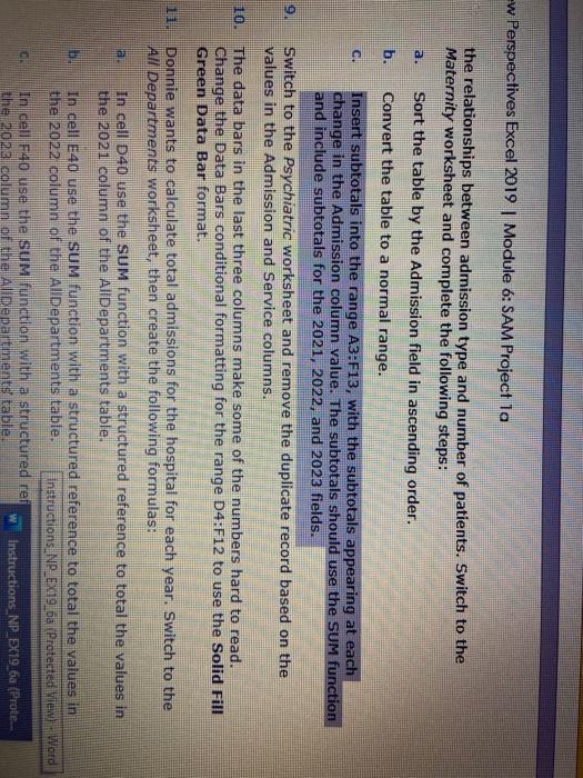 Solved w Perspectives Excel 2019 | Module 6: SAM Project la | Chegg.com