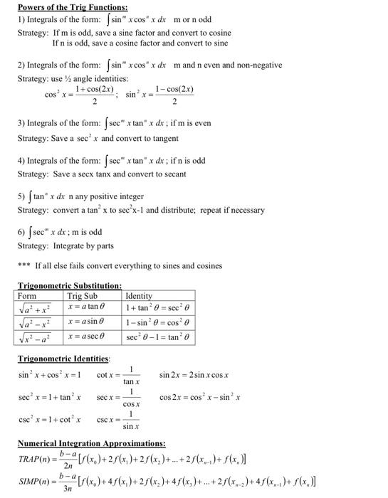 Solved Using the formula sheets provided please answer the | Chegg.com