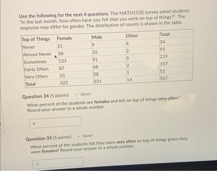 Solved Use The Following For The Next 4 Questions. The | Chegg.com