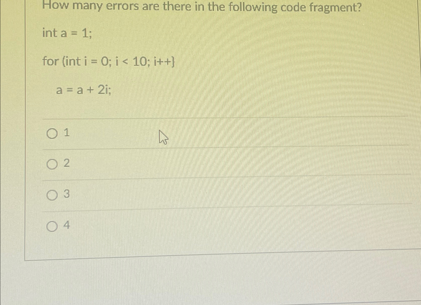 Solved How many errors are there in the following code | Chegg.com