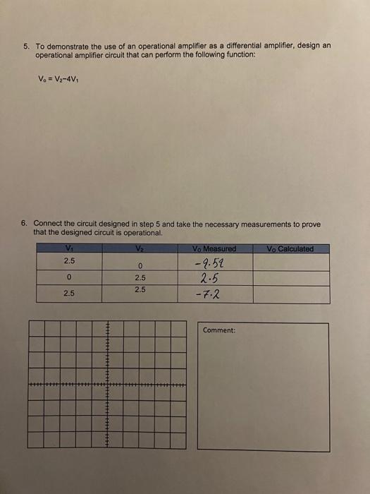 Solved 5. To demonstrate the use of an operational amplifier | Chegg.com