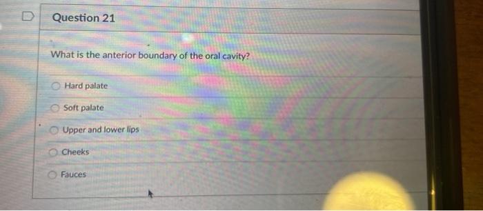 Solved Question 21 What is the anterior boundary of the oral | Chegg.com