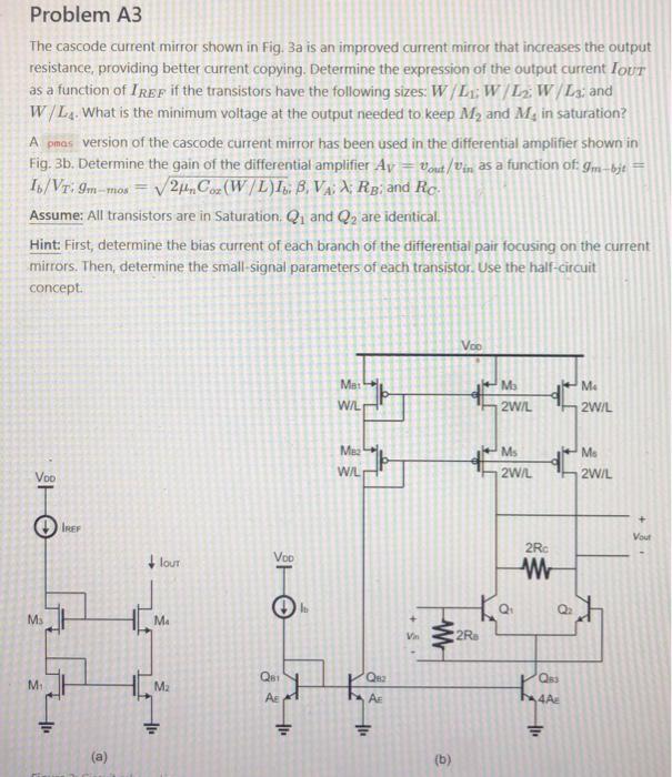 А Problem A3 The cascode current mirror shown in Fig. | Chegg.com