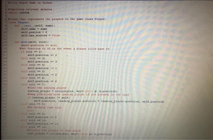 Solved I'm trying program the game Sorry! in Python but, | Chegg.com