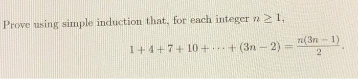 Solved Prove using simple induction that, for each integer n | Chegg.com
