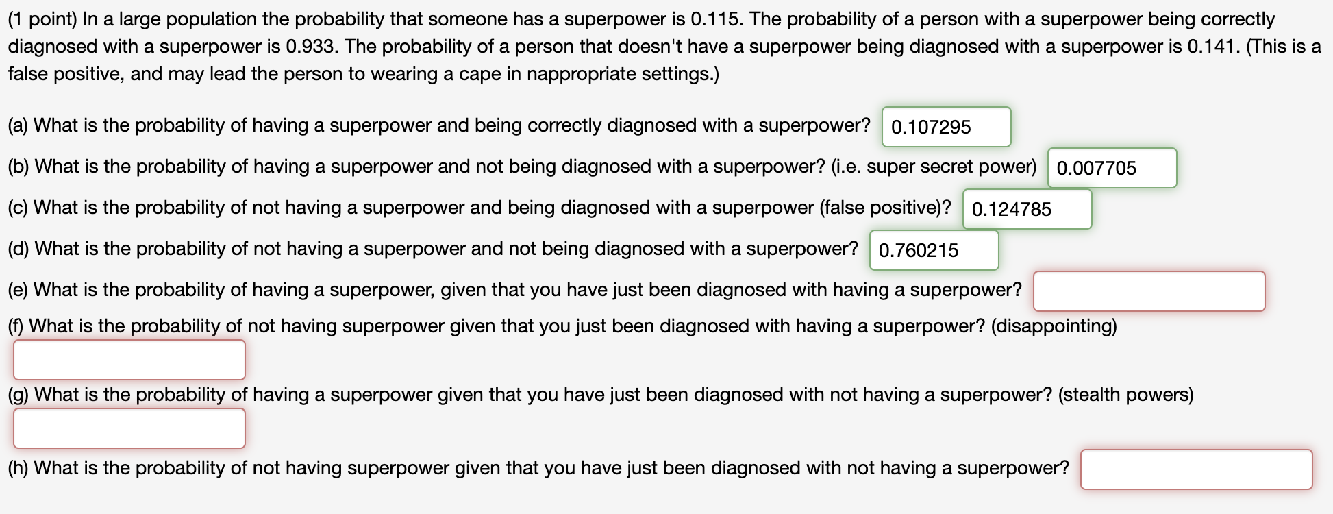 Solved ( 1 ﻿point) ﻿In a large population the probability | Chegg.com