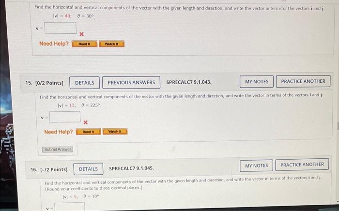 Solved Find the horizontal and vertical components of the | Chegg.com