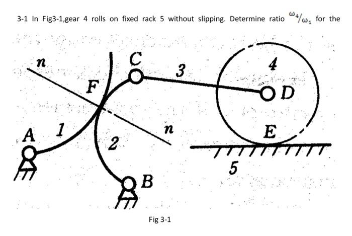 Solved 3-1 in Fig3-1,gear 4 rolls on fixed rack 5 without | Chegg.com