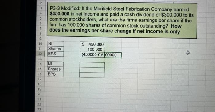 Solved P3-3 Modified: If the Marifield Steel Fabrication | Chegg.com