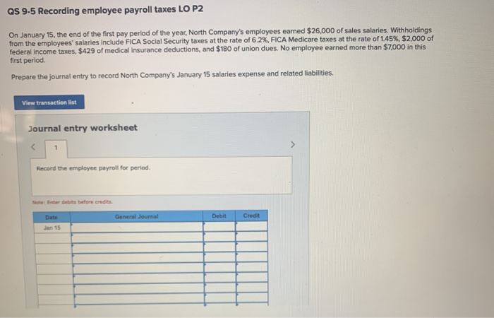 Solved QS 9 5 Recording Employee Payroll Taxes LO P2 On Chegg
