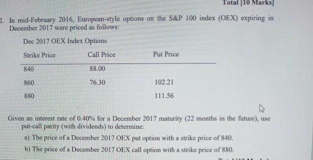 Total 10 Marks 2 In Mid February 16 Chegg Com