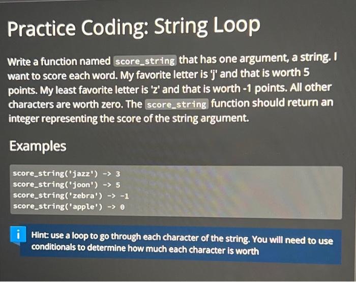 Solved Practice Coding: String Loop Write a function named | Chegg.com