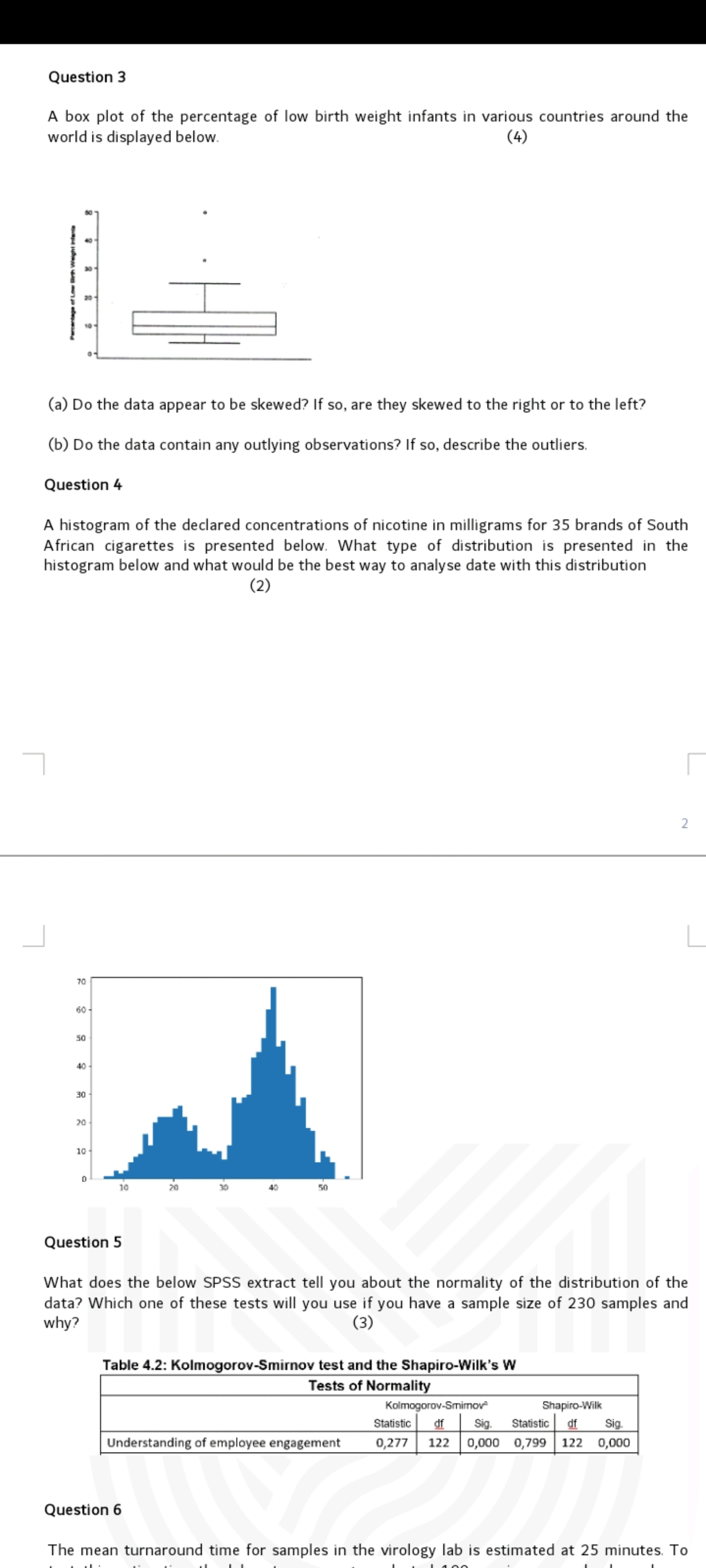Solved Question 3A box plot of the percentage of low birth | Chegg.com