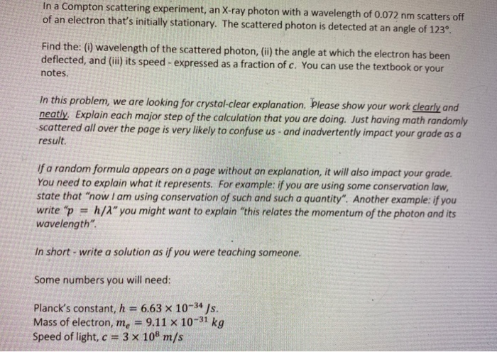 Solved In a Compton scattering experiment, an X-ray photon | Chegg.com