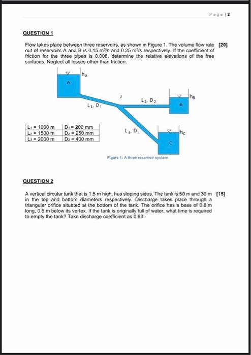 Solved Page 12 QUESTION 1 Flow takes place between three | Chegg.com