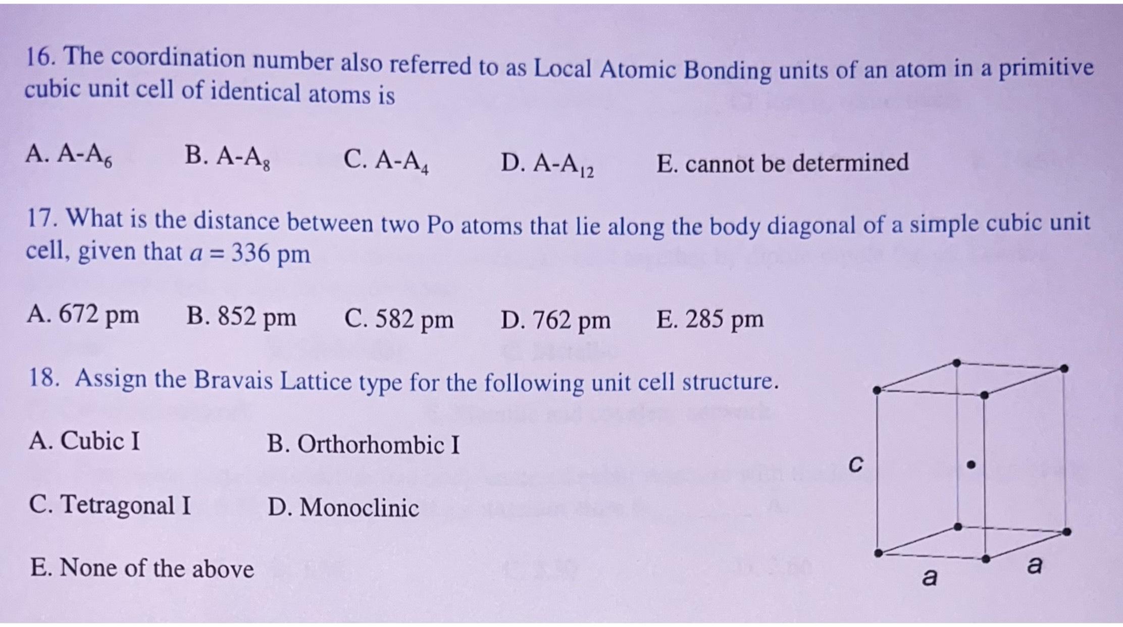 Solved 16. ﻿The Coordination Number Also Referred To As | Chegg.com