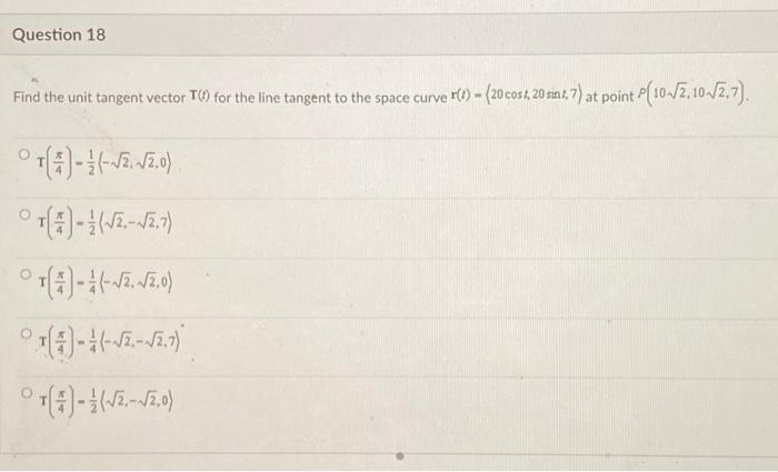 Solved Find the unit tangent vector T(t) for the line | Chegg.com