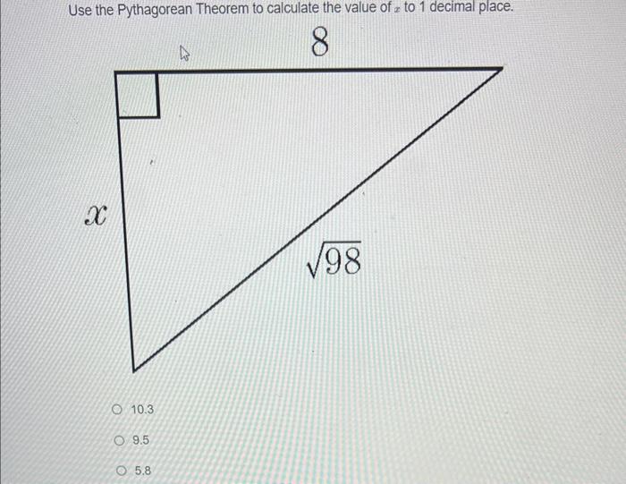 pythagorean theorem assignment calculate the measure of x in each