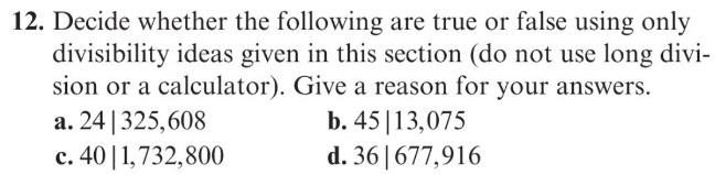 Solved 12. Decide whether the following are true or false | Chegg.com