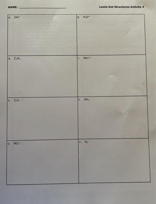 Solved NAME: Lewis Dot Structures Activity 3 Guidelines for | Chegg.com