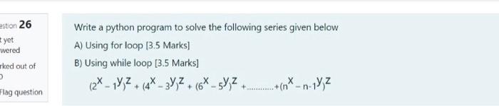 Solved 26 Not yet PUR Write a python program to solve the | Chegg.com