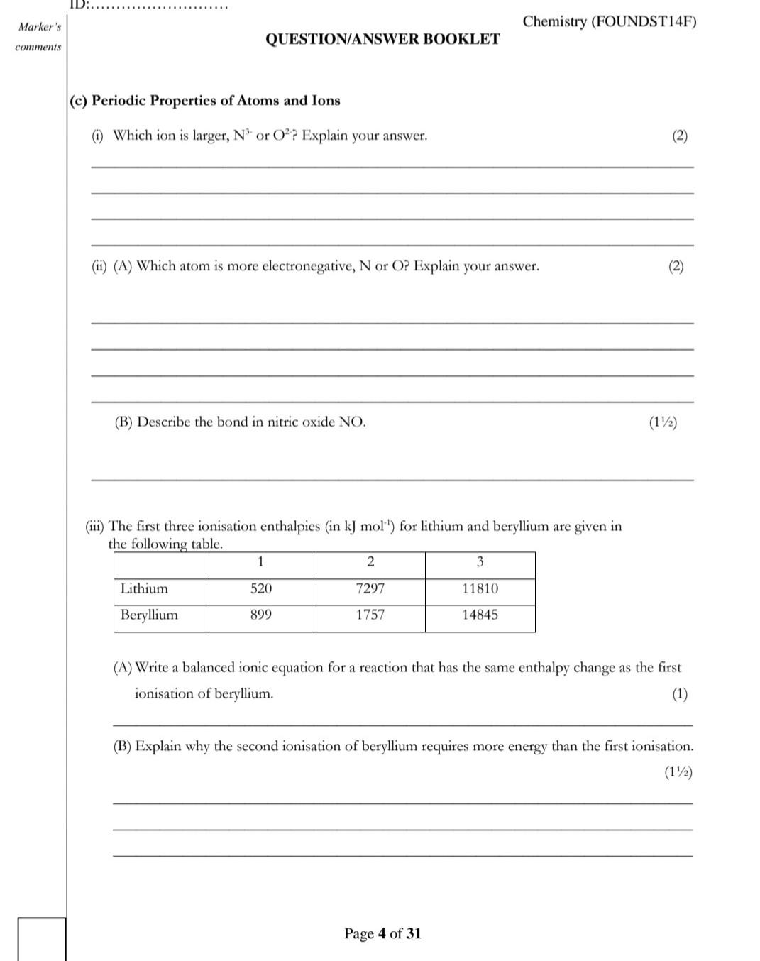 Solved Marker's Chemistry (FOUNDST14F) QUESTION/ANSWER | Chegg.com