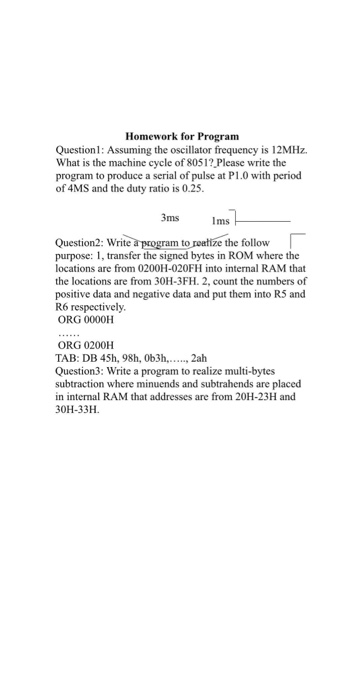 Homework For Program Question1: Assuming The | Chegg.com