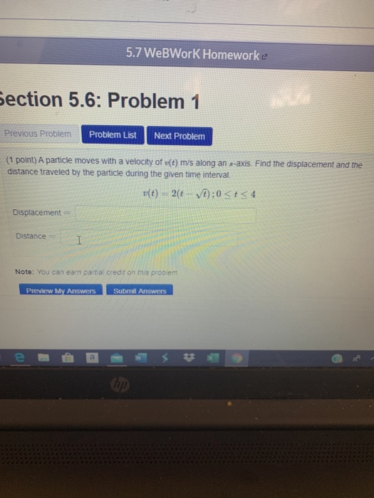 Solved 5.7 WebWork Homework Section 5.6: Problem 1 Previous | Chegg.com