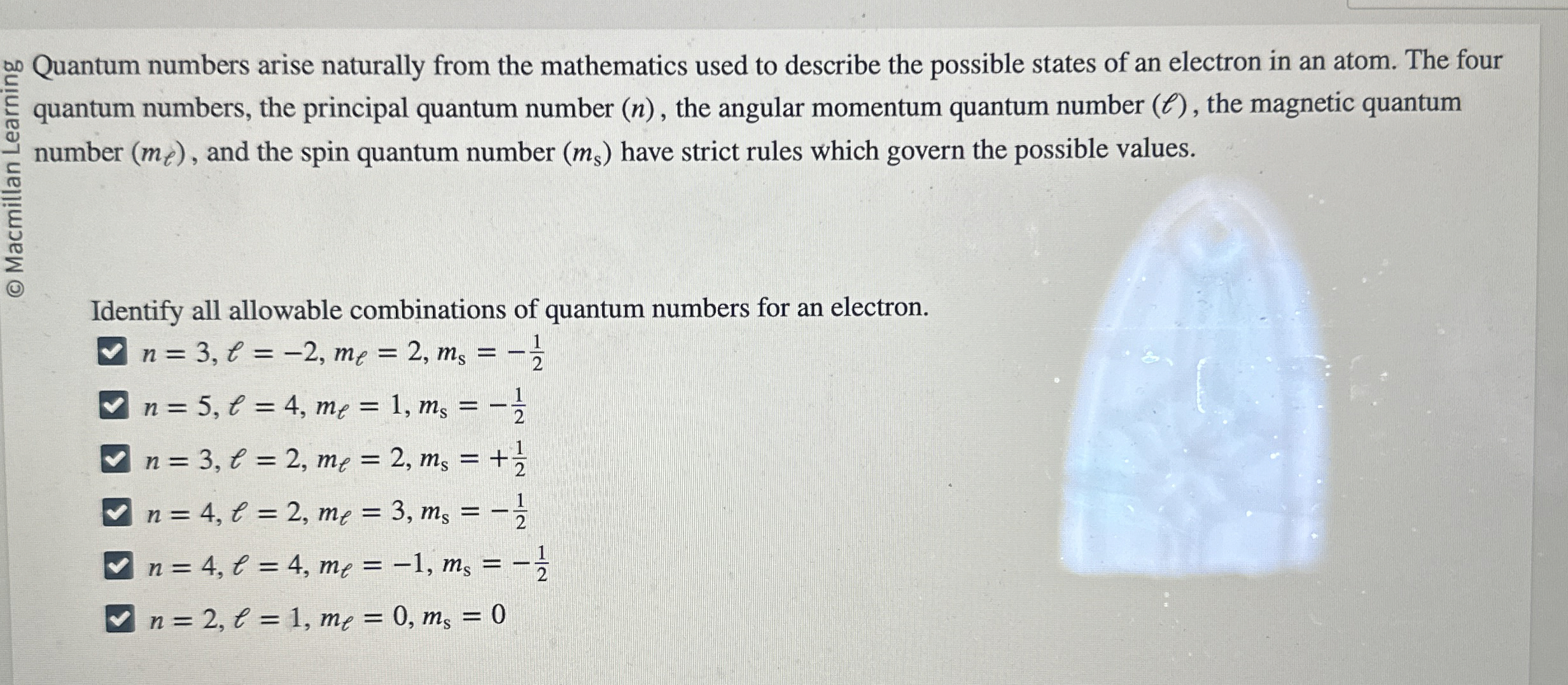 Solved Quantum numbers arise naturally from the mathematics