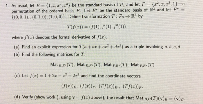 Solved 1 As Usual Let E 1 2 R R Be The Standard Ba Chegg Com