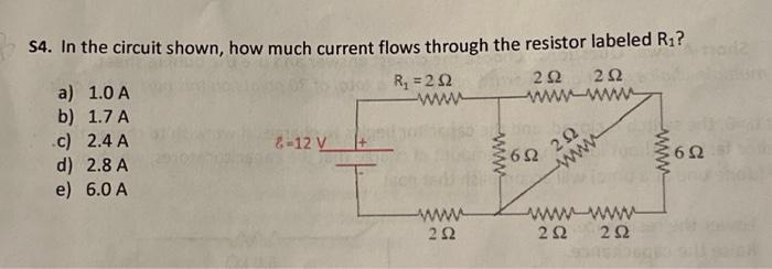 Solved S4. In the circuit shown, how much current flows | Chegg.com