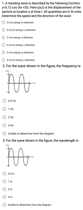 Solved 1. A traveling wave is described by the following | Chegg.com