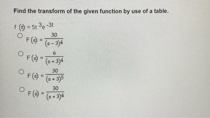 Solved Find the transform of the given function by use of a | Chegg.com