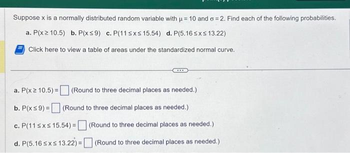 Solved Suppose x is a normally distributed random variable | Chegg.com