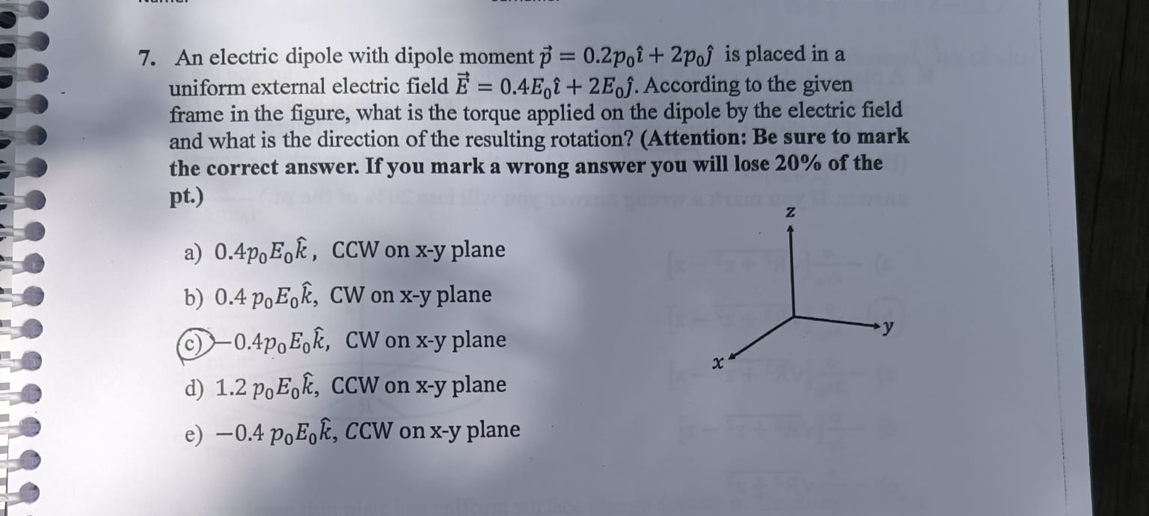 Solved an electric dipole with dipole moment An electric | Chegg.com